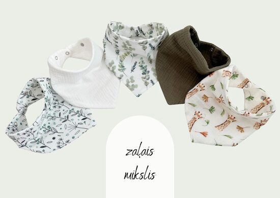 Muslīna laces - 5 gb, zaļais mikslis